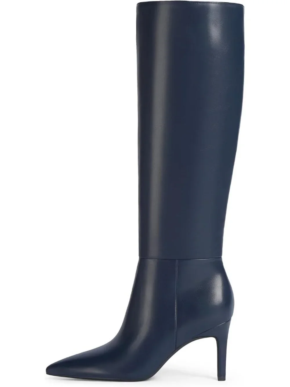 Women's Blue Pointed Toe Faux Leather Stiletto Heel Over The Knee Boots